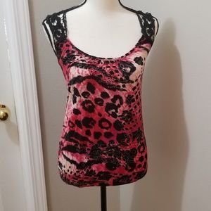 Rue21 sz S red and black top with lace racer-back